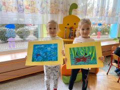 ilustracja do wpisu 
Prace plastyczne Oli i Niki na konkurs plastyczny pt. "Podwodny świat" 01.03.2023r